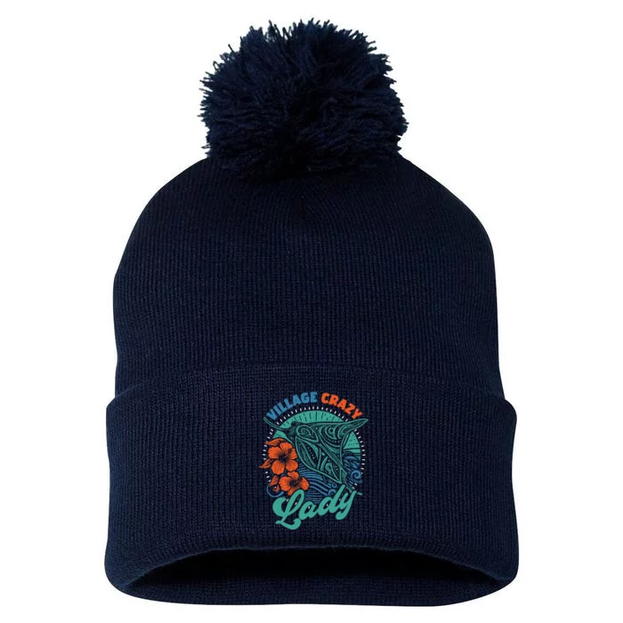 Village Crazy Lady Pom Pom 12in Knit Beanie