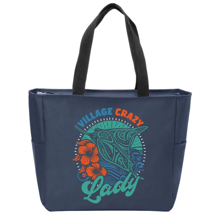 Village Crazy Lady Zip Tote Bag