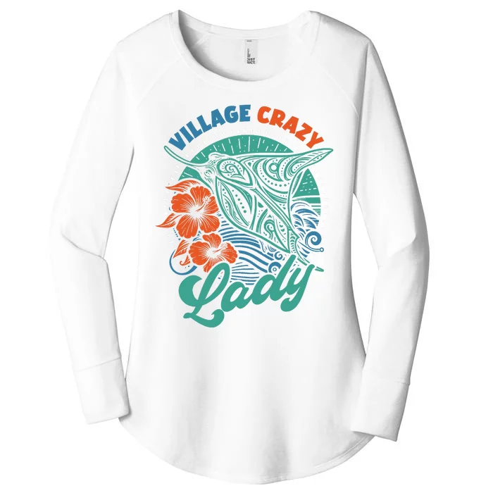 Village Crazy Lady Women's Perfect Tri Tunic Long Sleeve Shirt