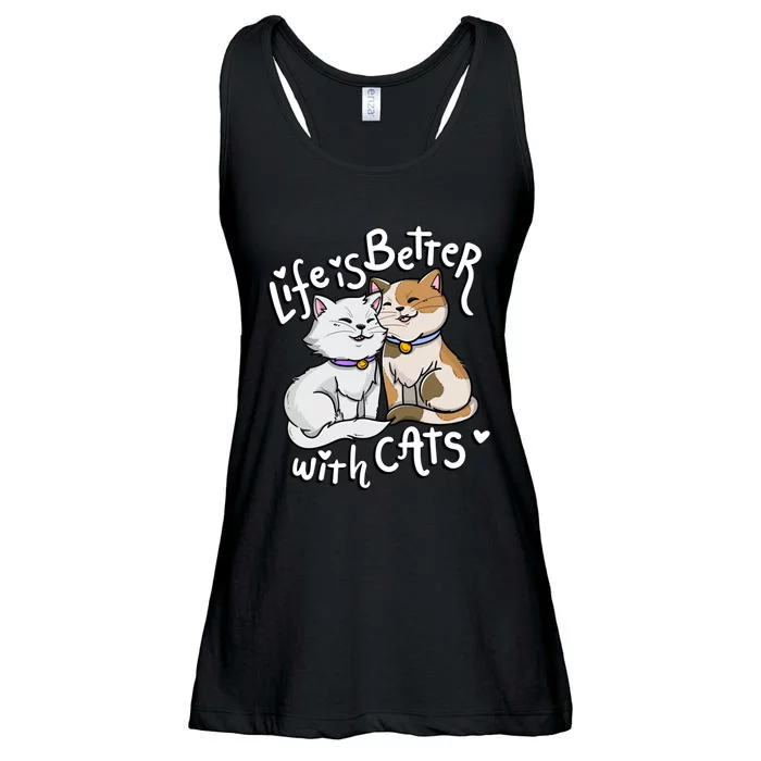 ValentineS Cat Lover Life Is Better With Cats MotherS Day Ladies Essential Flowy Tank