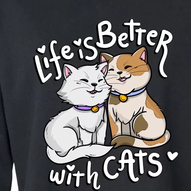 ValentineS Cat Lover Life Is Better With Cats MotherS Day Cropped Pullover Crew