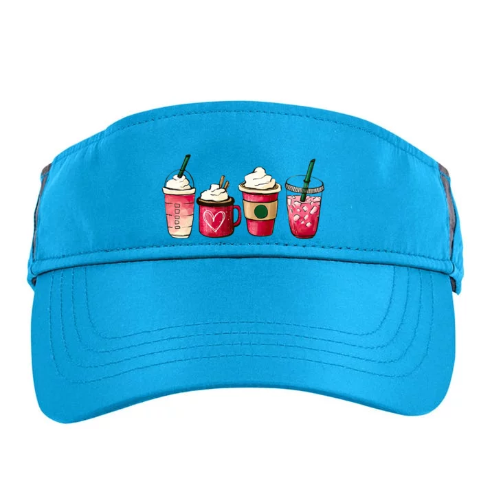 Valentine Coffee Lover Heart Latte Iced Coffee Valentine Day Adult Drive Performance Visor