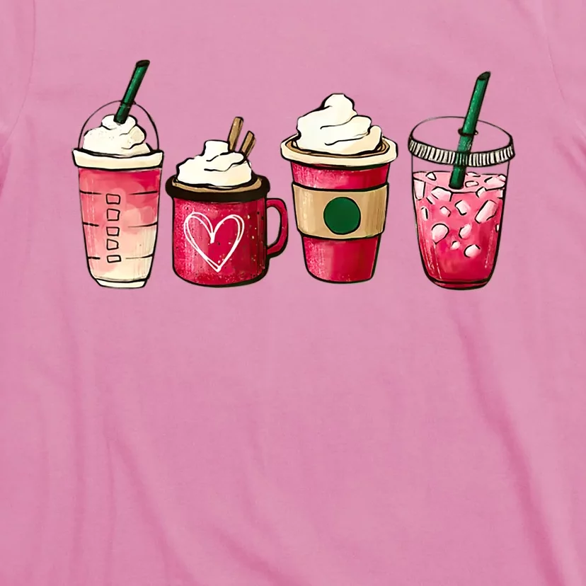 Valentine Coffee Lover Heart Latte Iced Coffee Valentine Day T-Shirt