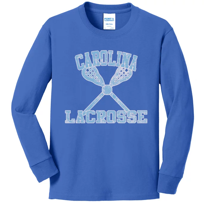 Vintage Carolina Lacrosse Cute Gift Kids Long Sleeve Shirt