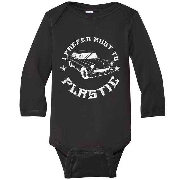 Vintage Car Lover Oldtimer Quote Gag Outfit Baby Long Sleeve Bodysuit