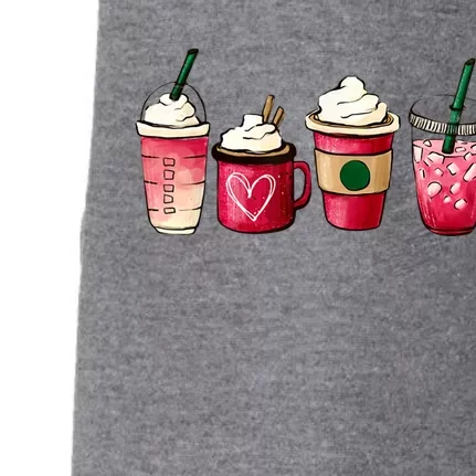 Valentine Coffee Lover Heart Latte Iced Coffee Valentine Day Doggie 3-End Fleece Hoodie