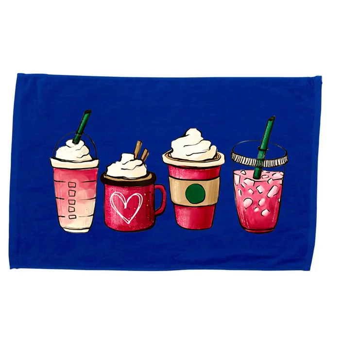 Valentine Coffee Lover Heart Latte Iced Coffee Valentine Day Microfiber Hand Towel