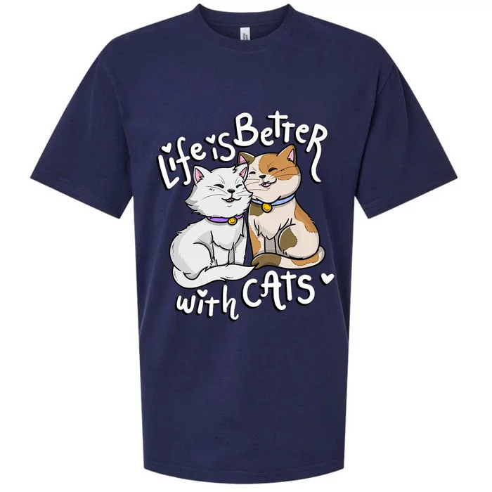 ValentineS Cat Lover Life Is Better With Cats MotherS Day Sueded Cloud Jersey T-Shirt