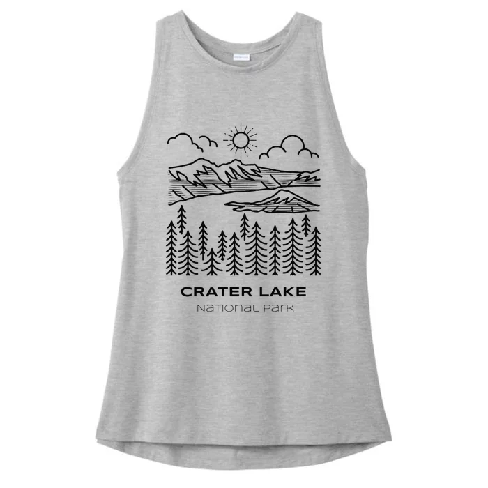 Vintage Crater Lake National Park Hike Ladies Tri-Blend Wicking Tank