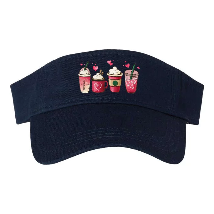 Valentine Coffee Lover Heart Women Valentines Day Gifts Valucap Bio-Washed Visor