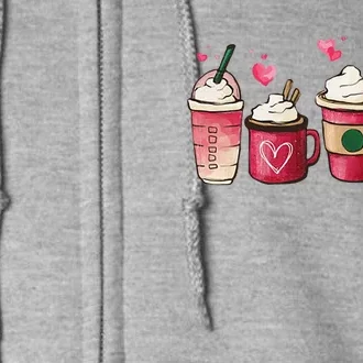 Valentine Coffee Lover Heart Women Valentines Day Gifts Full Zip Hoodie