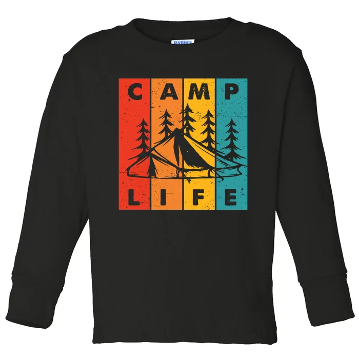 Vintage Camping Life Retro Funny Gift Toddler Long Sleeve Shirt