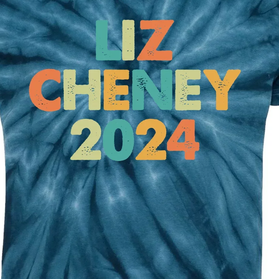 Vintage Colors Liz Cheney For President 2024 Election Kids Tie-Dye T-Shirt