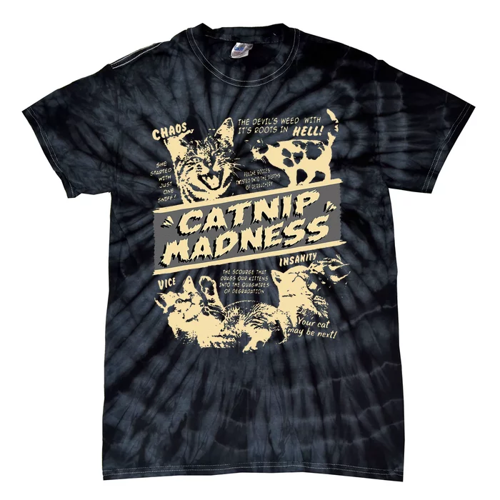 Vintage Catnip Madness Cute Kitten Funny Cat Men Women Tie-Dye T-Shirt