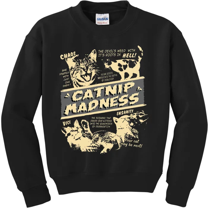 Vintage Catnip Madness Cute Kitten Funny Cat Men Women Kids Sweatshirt