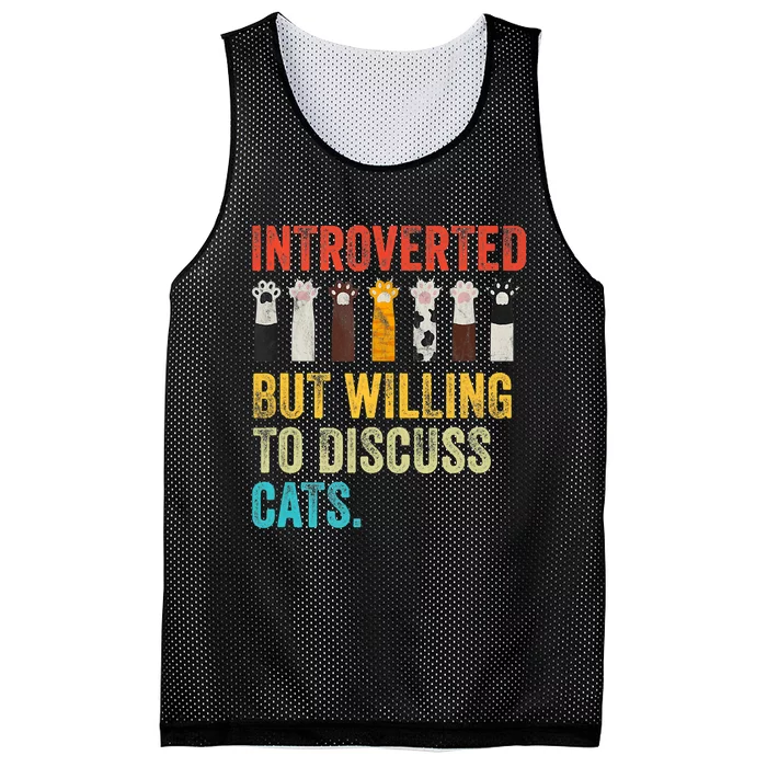 Vintage Cat Meow Introverted But Willing To Discuss Cats Mesh Reversible Basketball Jersey Tank