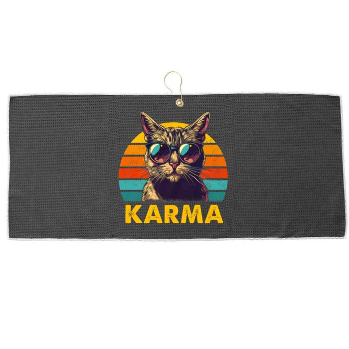 Vintage Cat Music Gifts For Teens Karma Large Microfiber Waffle Golf Towel