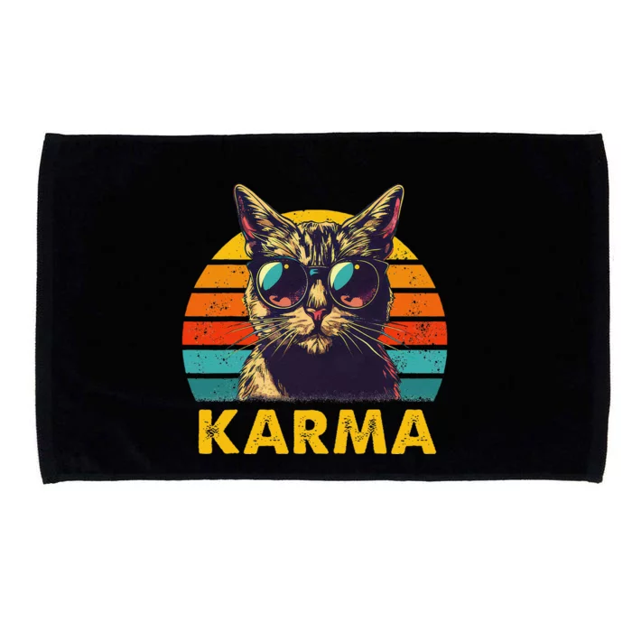 Vintage Cat Music Gifts Karma Microfiber Hand Towel