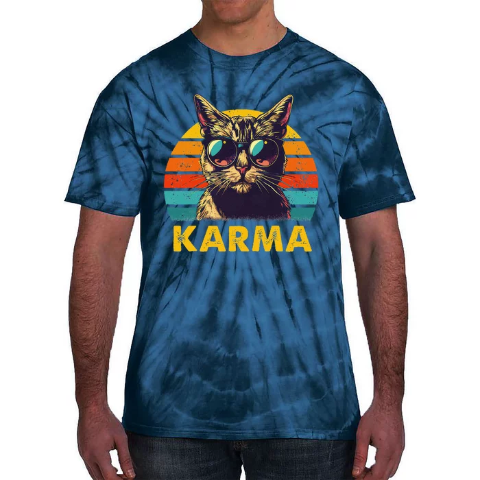 Vintage Cat Music Gifts Karma Tie-Dye T-Shirt