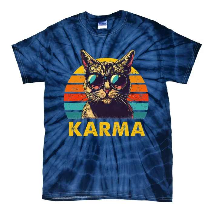 Vintage Cat Music Gifts Karma Tie-Dye T-Shirt