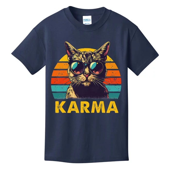 Vintage Cat Music Gifts Karma Kids T-Shirt