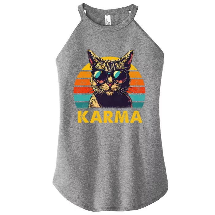 Vintage Cat Music Gifts Karma Women’s Perfect Tri Rocker Tank