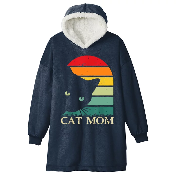 Vintage Cat Mom For WomenFunny Cat Mom Mother Hooded Wearable Blanket