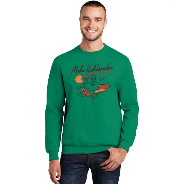 Vintage Cute Mele Kalikimaka Christmas Santa Surfing Costume Sweatshirt