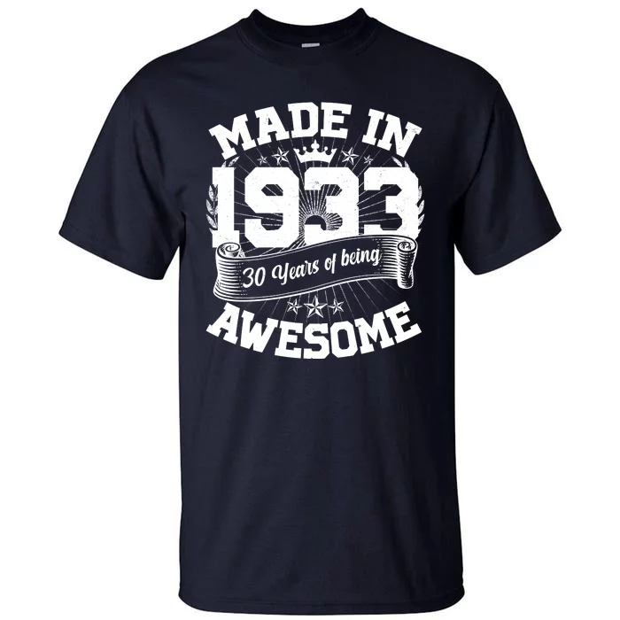 Vintage Crown Made In 1933 90 Years Of Being Awesome Tall T-Shirt