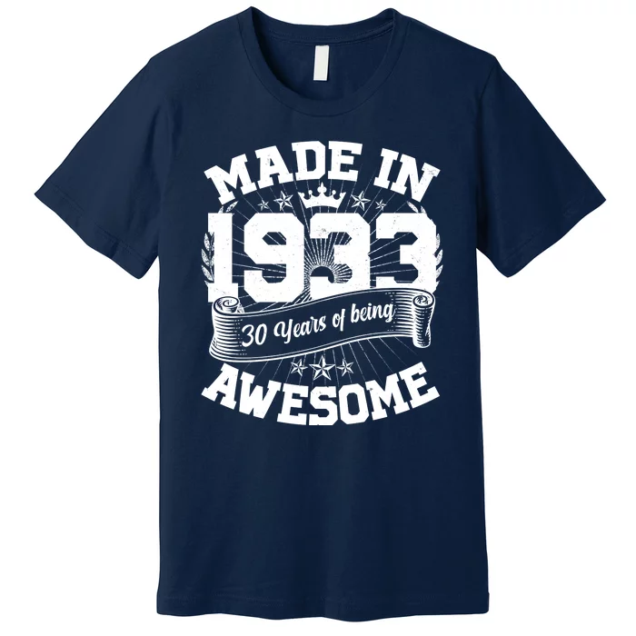 Vintage Crown Made In 1933 90 Years Of Being Awesome Premium T-Shirt