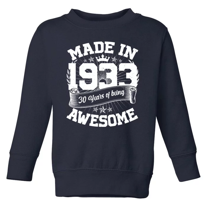 Vintage Crown Made In 1933 90 Years Of Being Awesome Toddler Sweatshirt