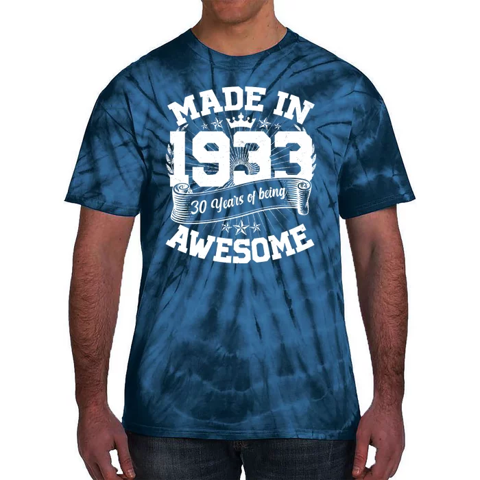 Vintage Crown Made In 1933 90 Years Of Being Awesome Tie-Dye T-Shirt