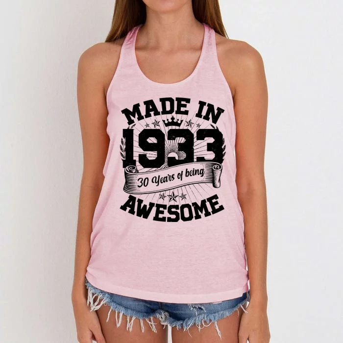 Vintage Crown Made In 1933 90 Years Of Being Awesome Women's Knotted Racerback Tank