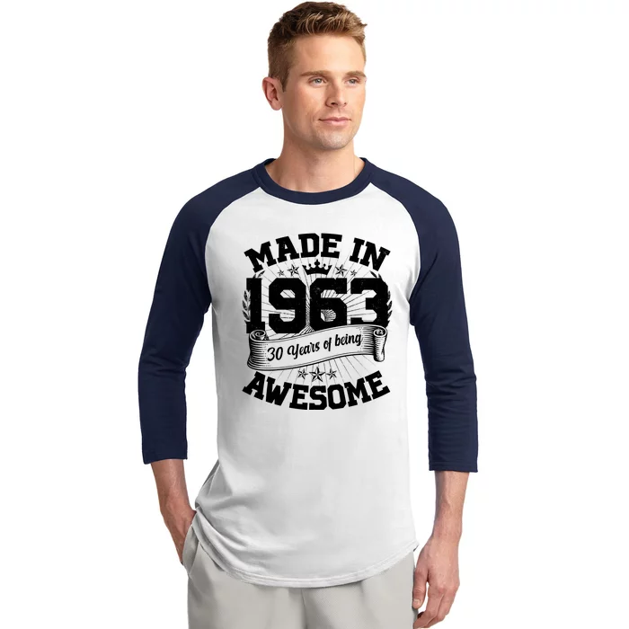 Vintage Crown Made In 1963 60 Years Of Being Awesome Baseball Sleeve Shirt