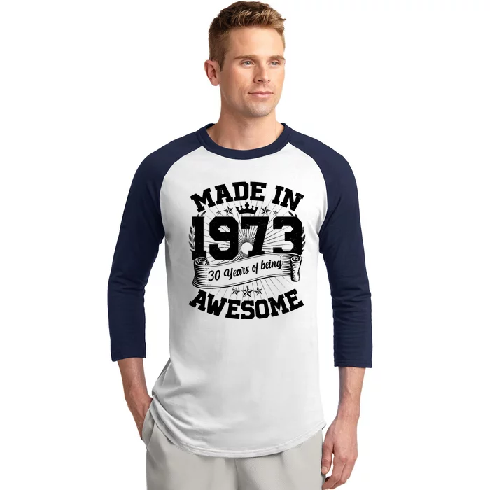 Vintage Crown Made In 1973 50 Years Of Being Awesome Baseball Sleeve Shirt