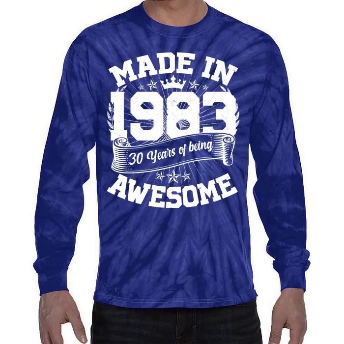 Vintage Crown Made In 1983 40 Years Of Being Awesome Tie-Dye Long Sleeve Shirt