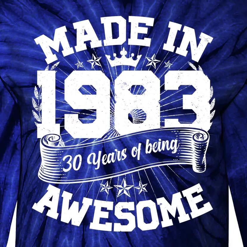 Vintage Crown Made In 1983 40 Years Of Being Awesome Tie-Dye Long Sleeve Shirt