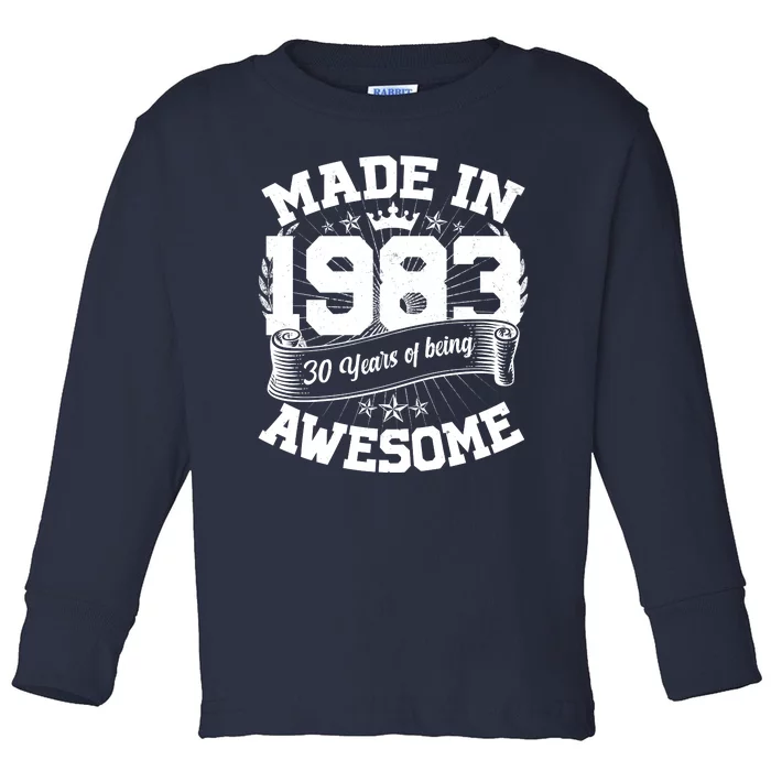 Vintage Crown Made In 1983 40 Years Of Being Awesome Toddler Long Sleeve Shirt