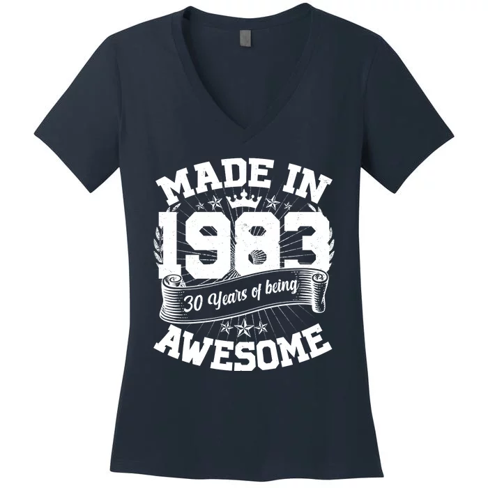 Vintage Crown Made In 1983 40 Years Of Being Awesome Women's V-Neck T-Shirt