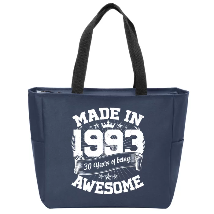 Vintage Crown Made In 1993 30 Years Of Being Awesome Zip Tote Bag