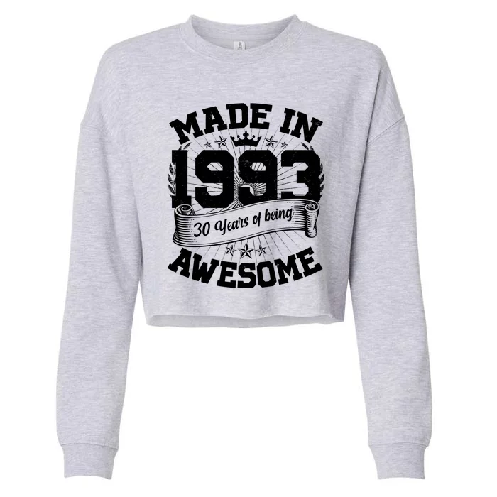 Vintage Crown Made In 1993 30 Years Of Being Awesome Cropped Pullover Crew