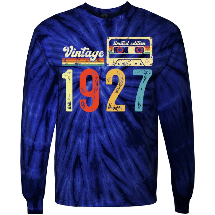 Vintage Cassette Made In 1927 Birthday Tie-Dye Long Sleeve Shirt