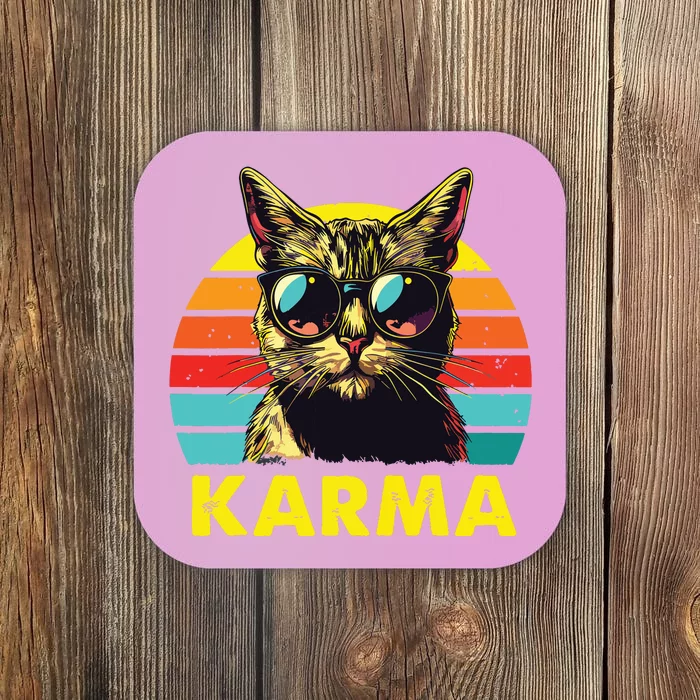 Vintage Cat Music Gifts For Girl Women Karma Coaster