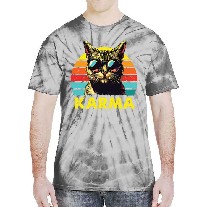 Vintage Cat Music Gifts For Girl Women Karma Tie-Dye T-Shirt