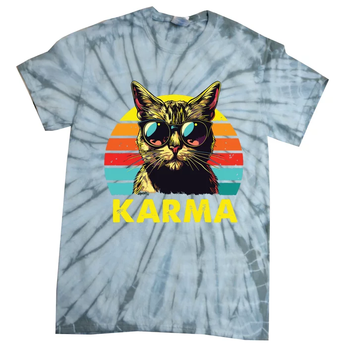 Vintage Cat Music Gifts For Girl Women Karma Tie-Dye T-Shirt