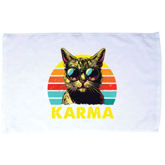 Vintage Cat Music Gifts For Girl Women Karma Microfiber Hand Towel