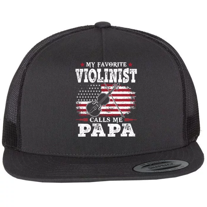 Violinist Call Me Papa Father's Day Flat Bill Trucker Hat