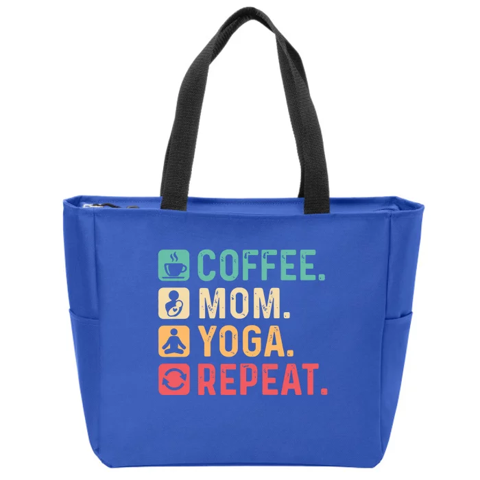 Vintage Coffee Mom Yoga Repeat Celebrate Mother's Day Great Gift Zip Tote Bag