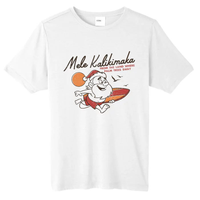 Vintage Cute Mele Kalikimaka Christmas Santa Surfing Costume ChromaSoft Performance T-Shirt