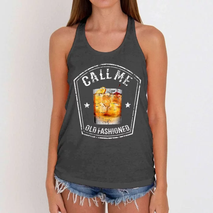 Vintage Call Me Old Fashioned Whiskey Funny Bourbon Women's Knotted Racerback Tank